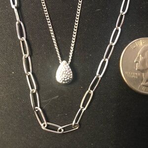 PARK LANE ELECTRIC 2 in 1 Stainless Steel necklace TEARDROP AND LINKS NEW